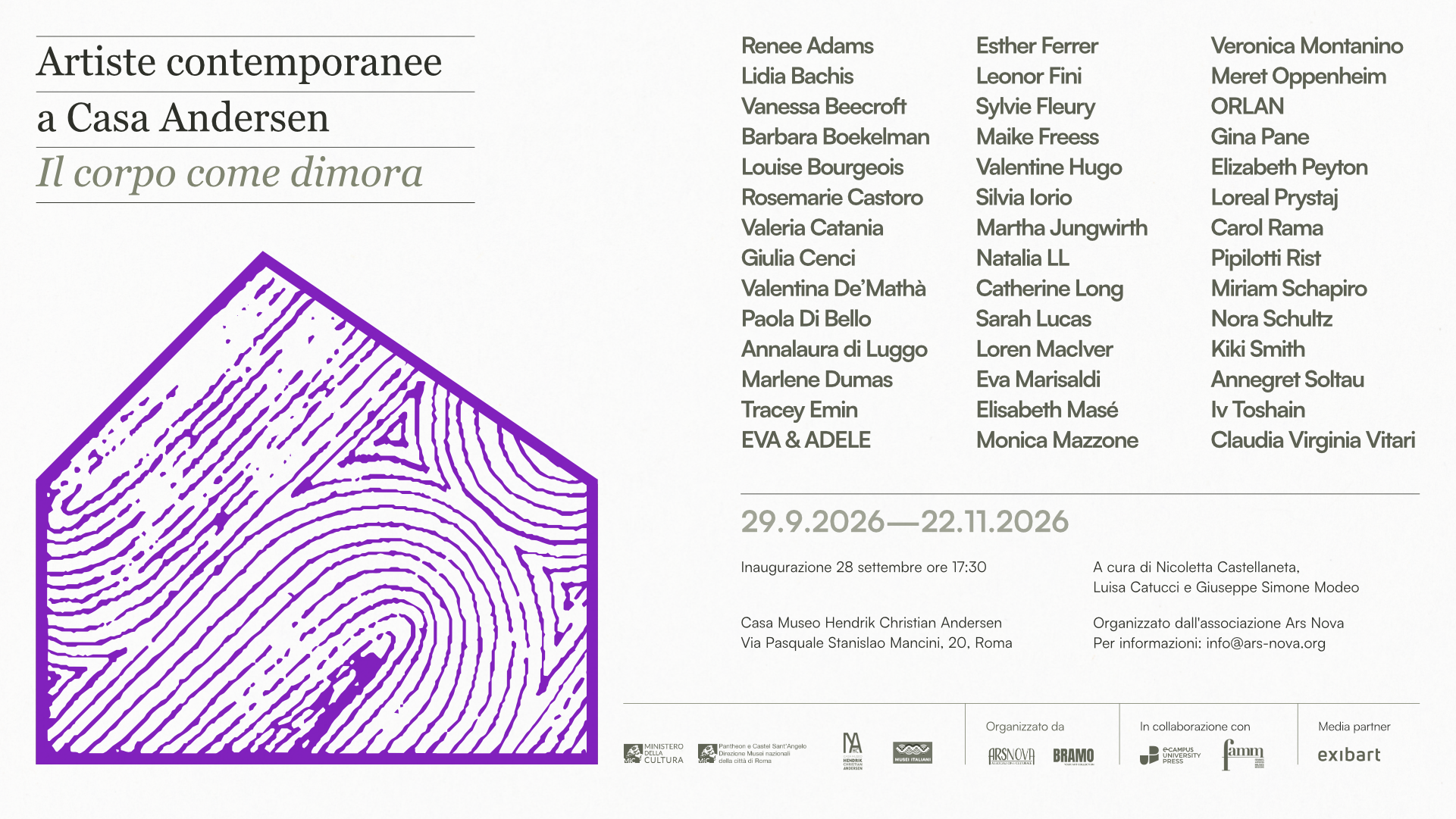 Artiste contemporanee a Casa Andersen. Il corpo come dimora
